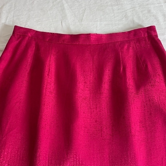 Vibrant Pink 100% Silk MIDI Skirt, 12 - Picture 2 of 7
